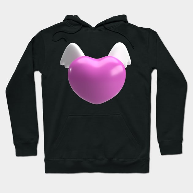 The pink heart and white wing for valentine or love concept 3d rendering Hoodie by Sabai Art